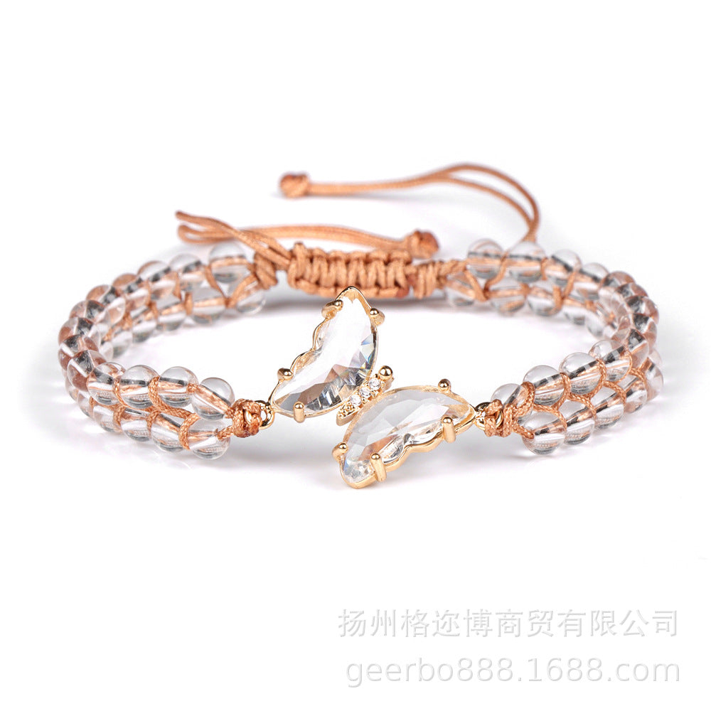 Wholesale Natural Stone Pure Handwoven Amethyst Butterfly Bracelet